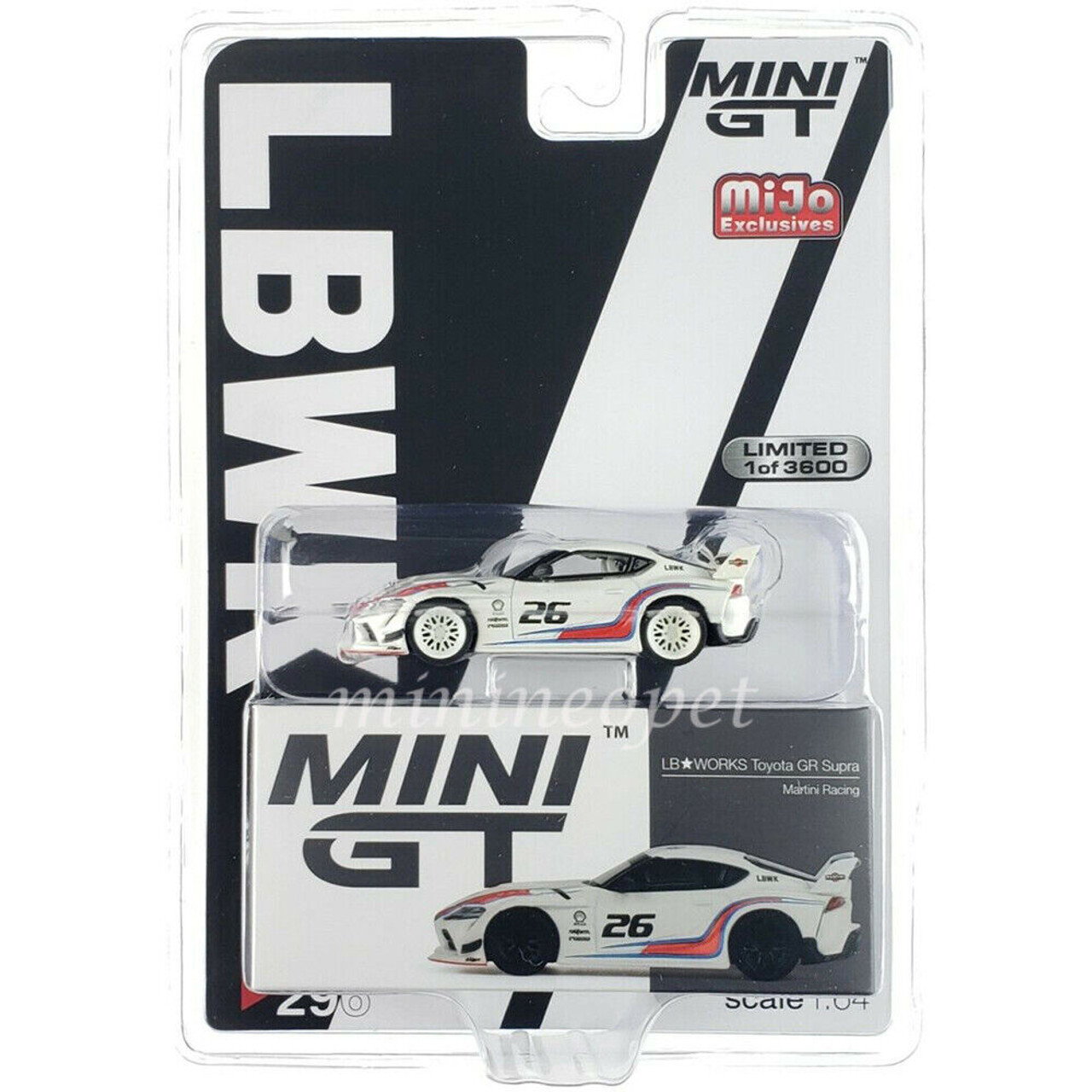CHASE CAR 1/64 Mini GT Toyota GR Supra LB WORKS #26 White "Martini Racing" Limited Edition Diecast Car Model