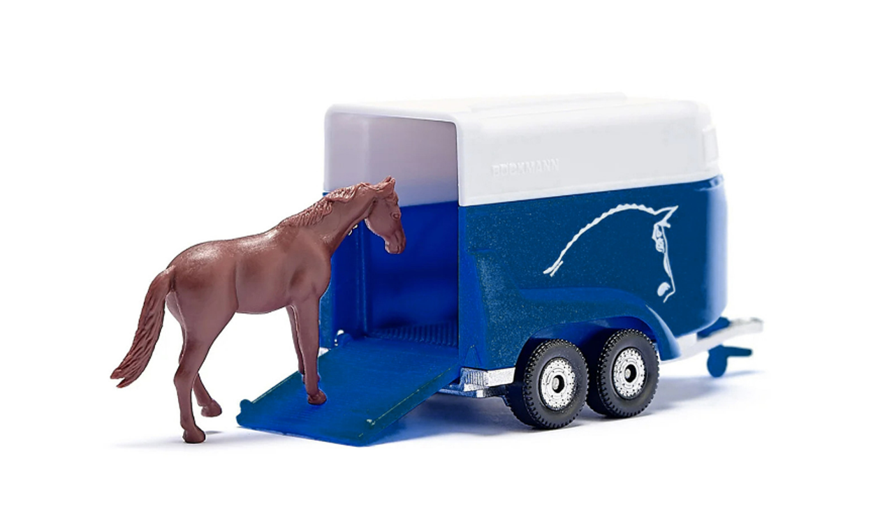 Jeep Red with Horse Trailer Blue and Horse Accessory Diecast Model by Siku