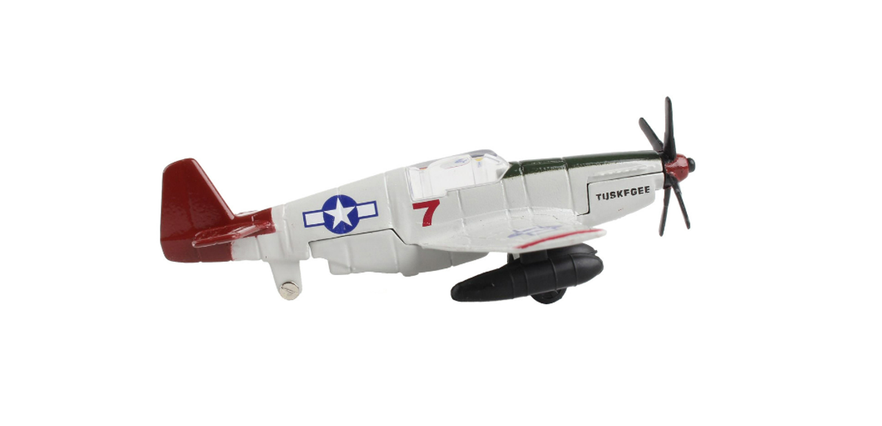 North American P-51C Mustang Fighter Aircraft Gray "Tuskegee Airmen-United States Army Air Force" with Runway Section Diecast Model Airplane by Runway24