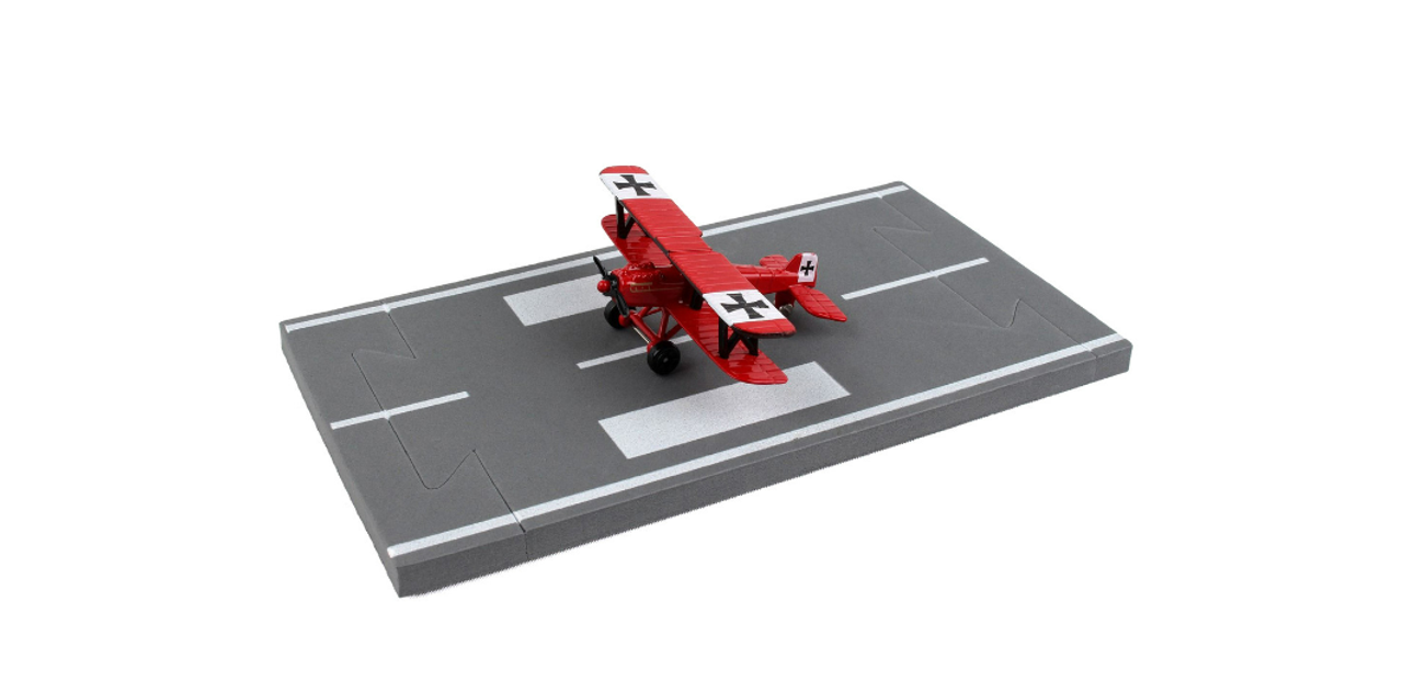 Royal Aircraft Factory S.E.5 Fighter Aircraft Red "Red Baron Livery" with Runway Section Diecast Model Airplane by Runway24