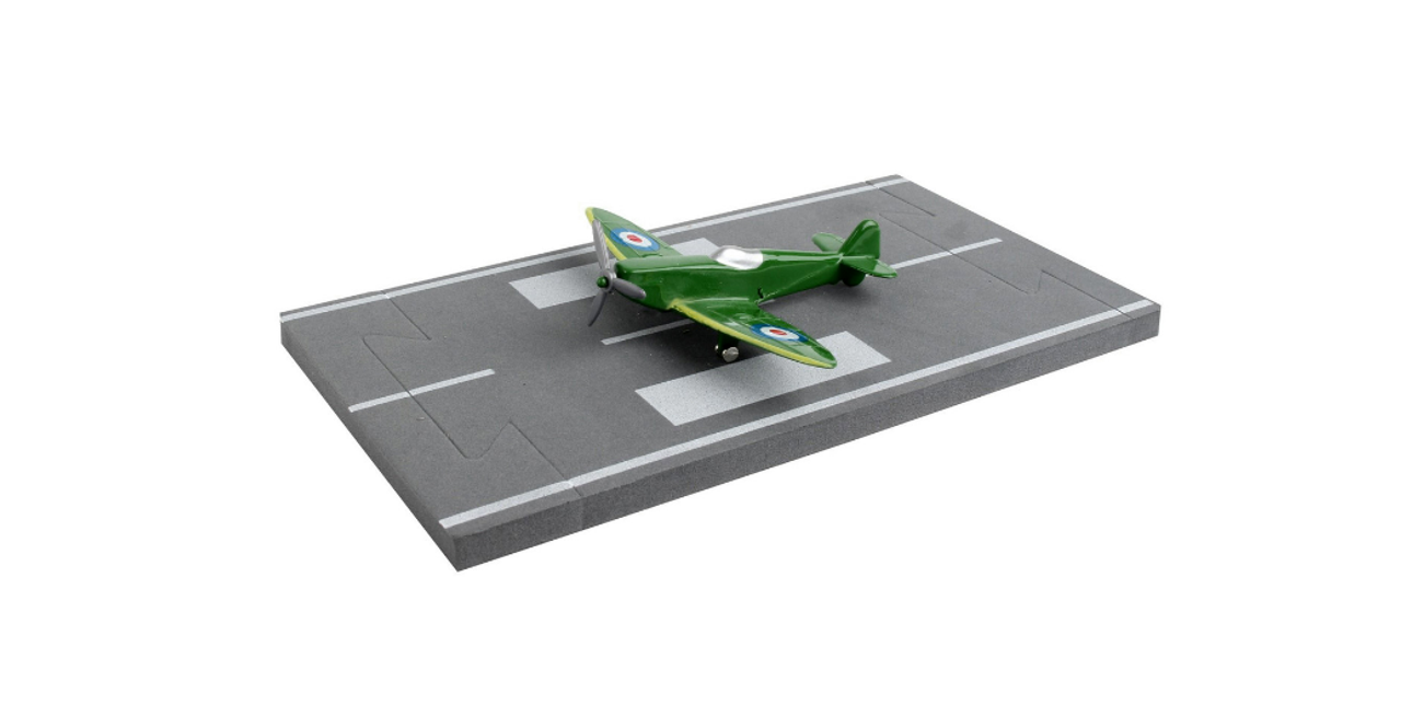 Supermarine Spitfire Fighter Aircraft Green "Royal Air Force" with Runway Section Diecast Model Airplane by Runway24