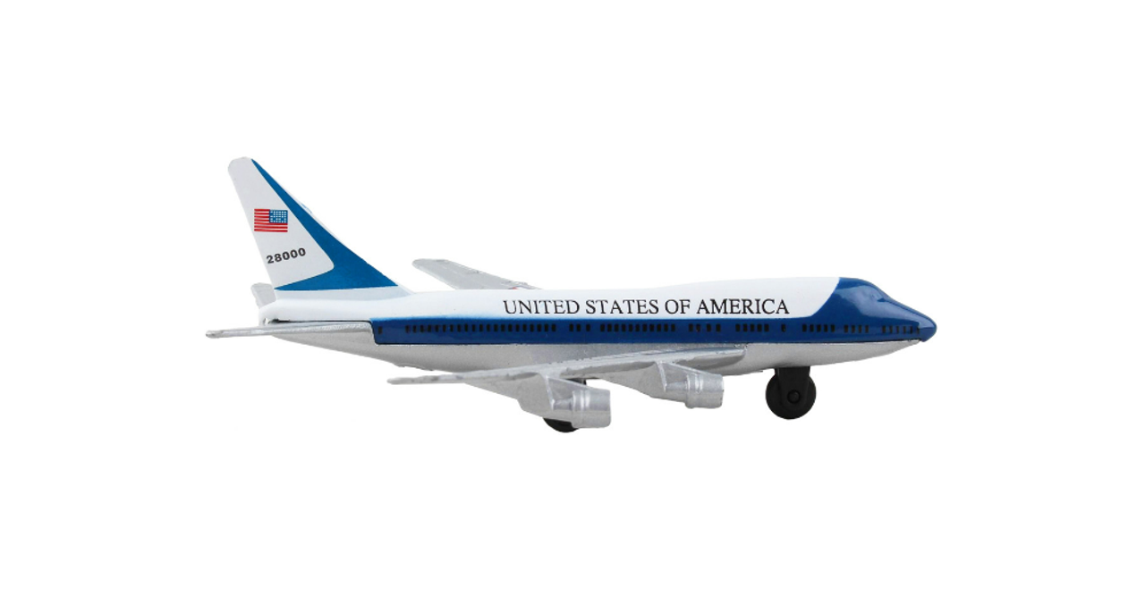 Boeing VC-25 Aircraft White and Blue "United States of America - Air Force One" with Runway 24 Sign Diecast Model Airplane by Runway24