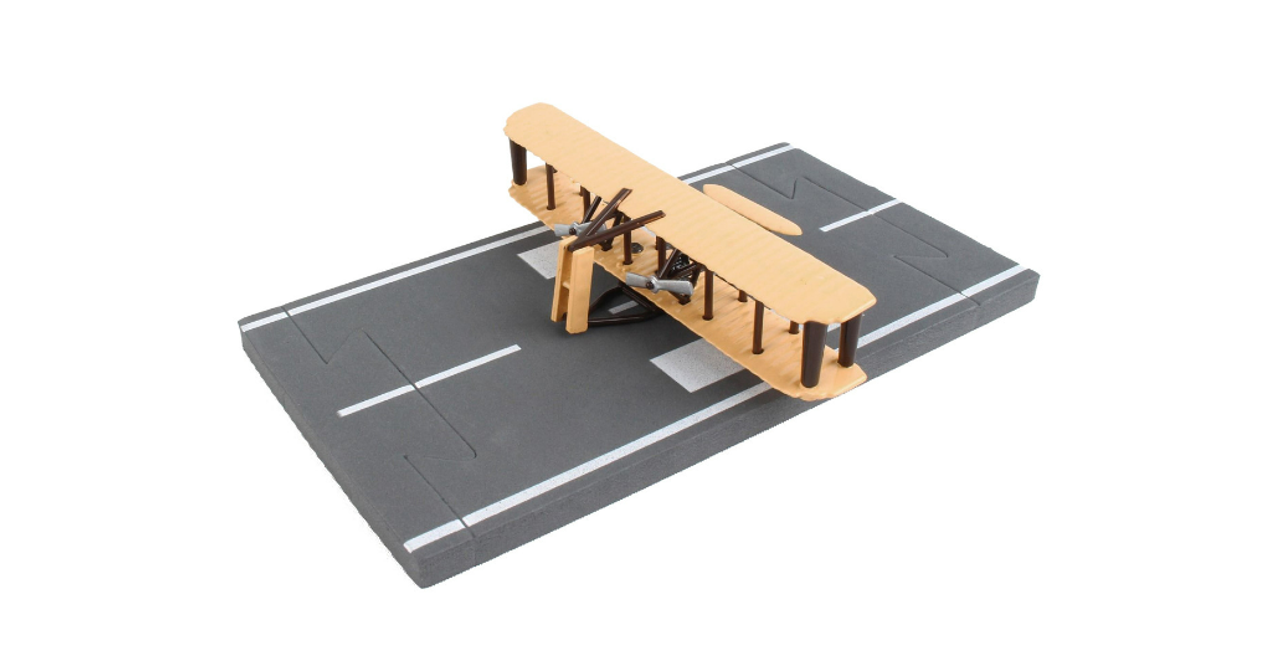 Wright Flyer Biplane Aircraft Beige with Runway Section Diecast Model Airplane by Runway24