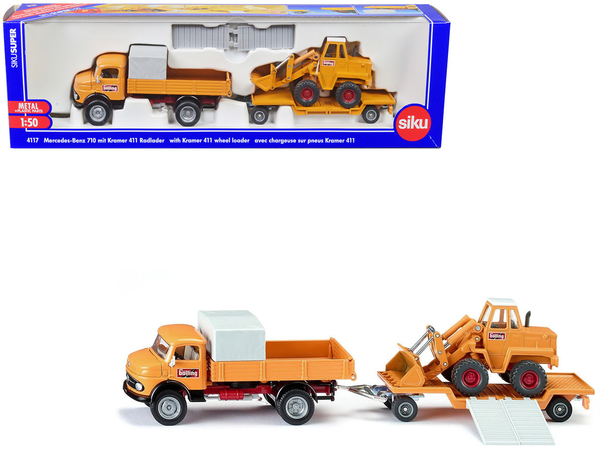 Mercedes-Benz 710 Truck Yellow and Kramer 411 Wheel Loader Yellow