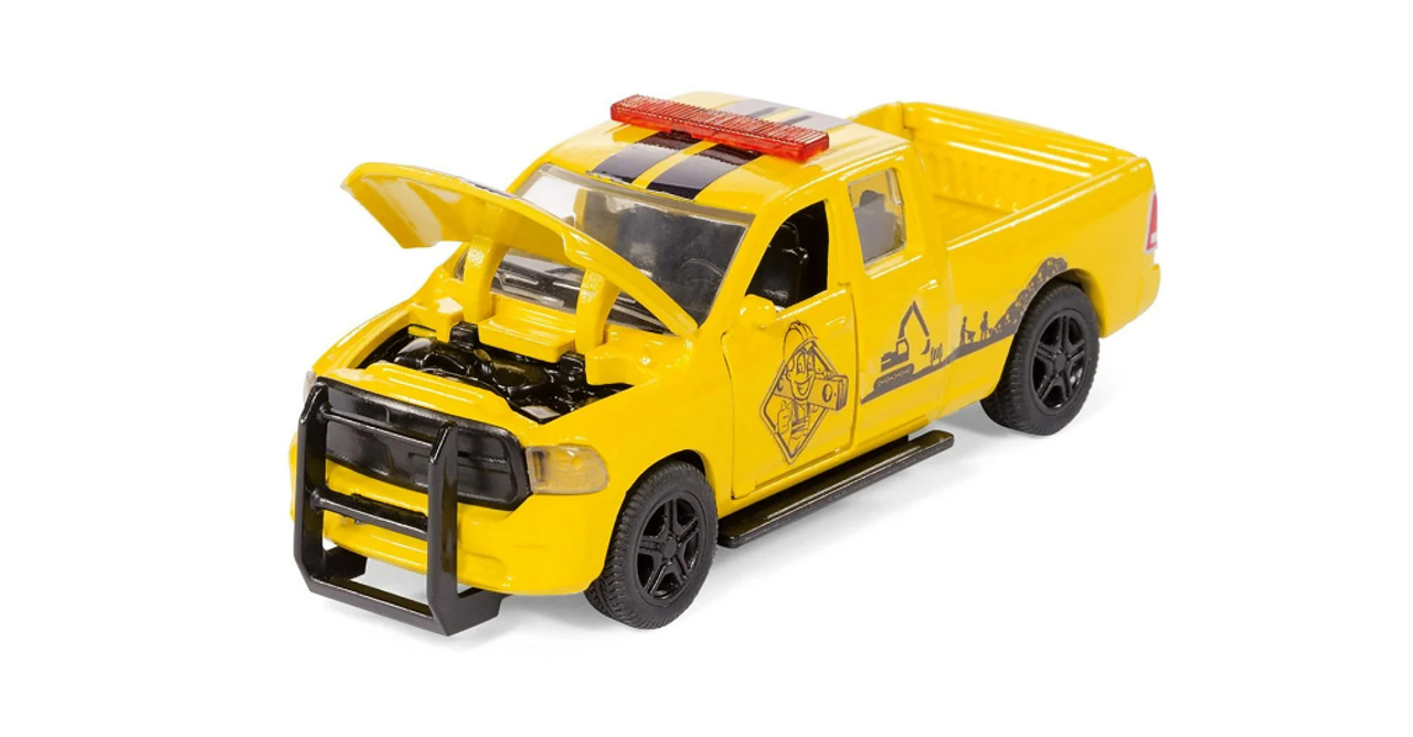 Ram 1500 Pickup Truck Yellow with Compressor Trailer and Worker Figure with Accessories Set 1/50 Diecast Models by Siku