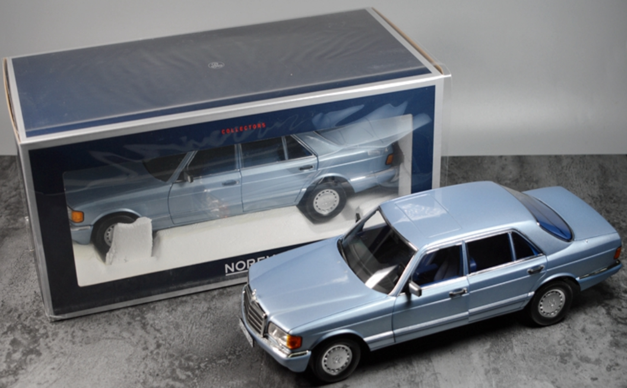 1/18 Diecast Mercedes-Benz 560 SEL 1991 Blue Norev Scale Model Car –