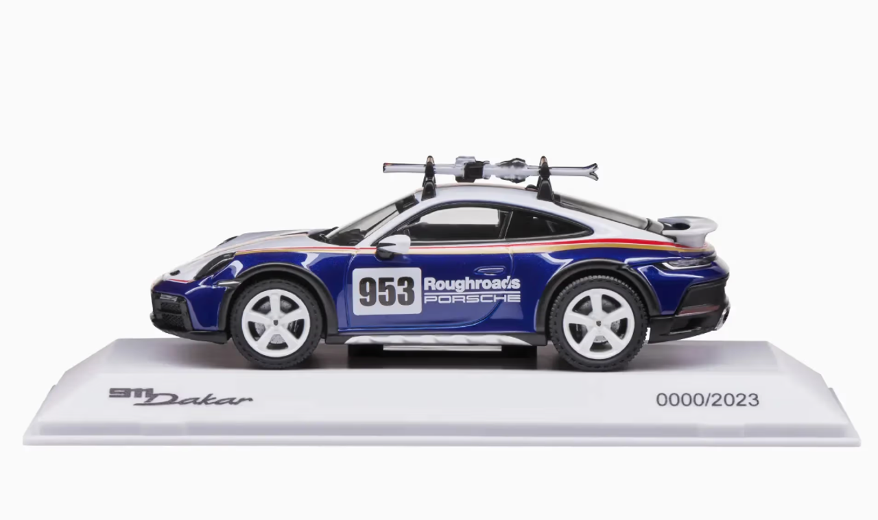 1/43 Dealer Edition Porsche 911 (992) Dakar #953 Roughroads with Ski Car Model