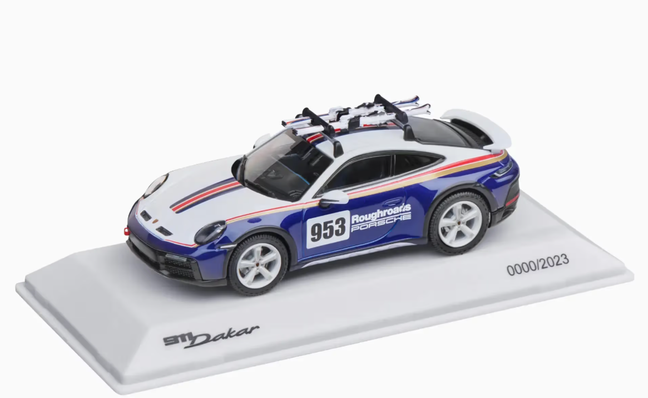 1/43 Dealer Edition Porsche 911 (992) Dakar #953 Roughroads with Ski Car Model