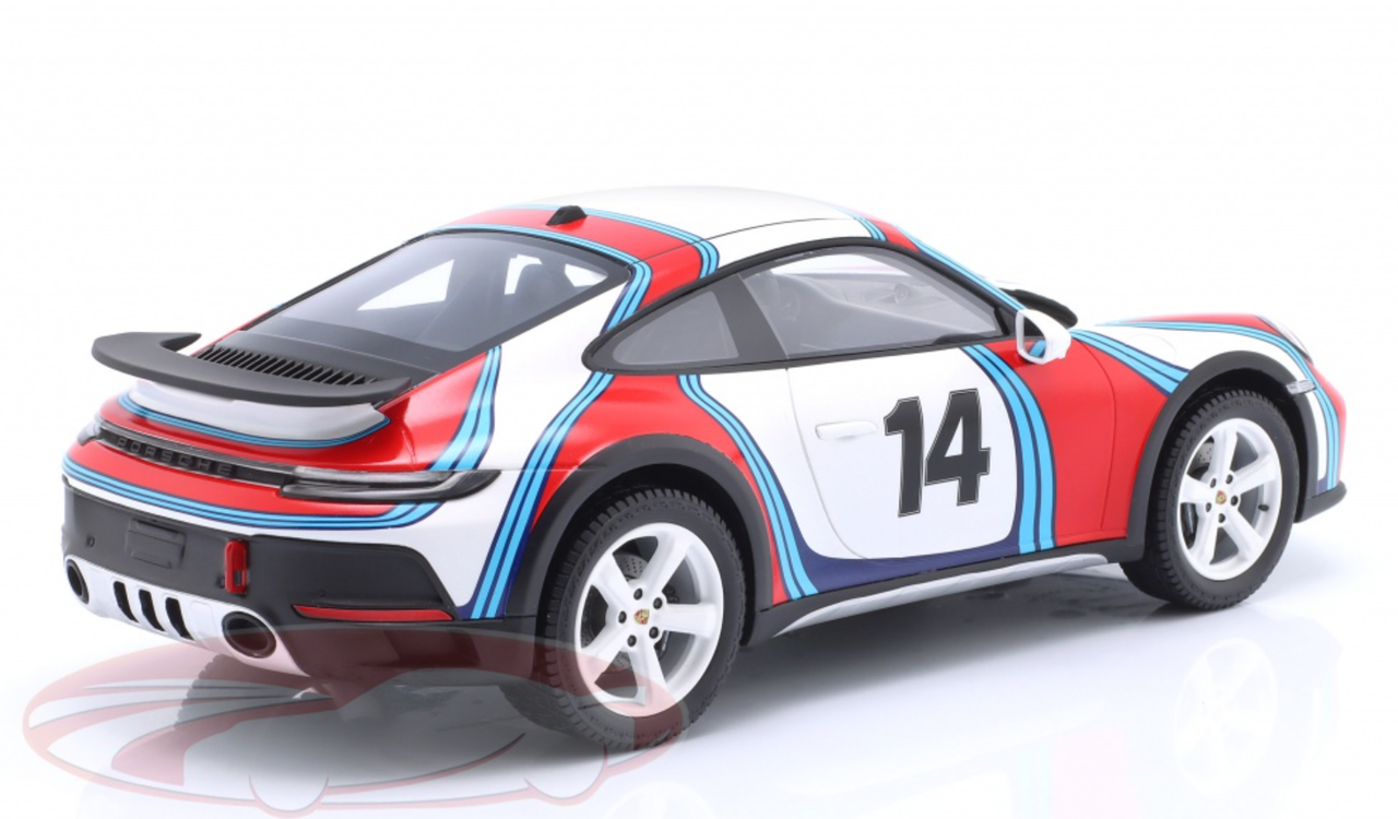 1/18 Dealer Edition 2023 Porsche 911 (992) Dakar #14 Martini Livery Car  Model - LIVECARMODEL.com