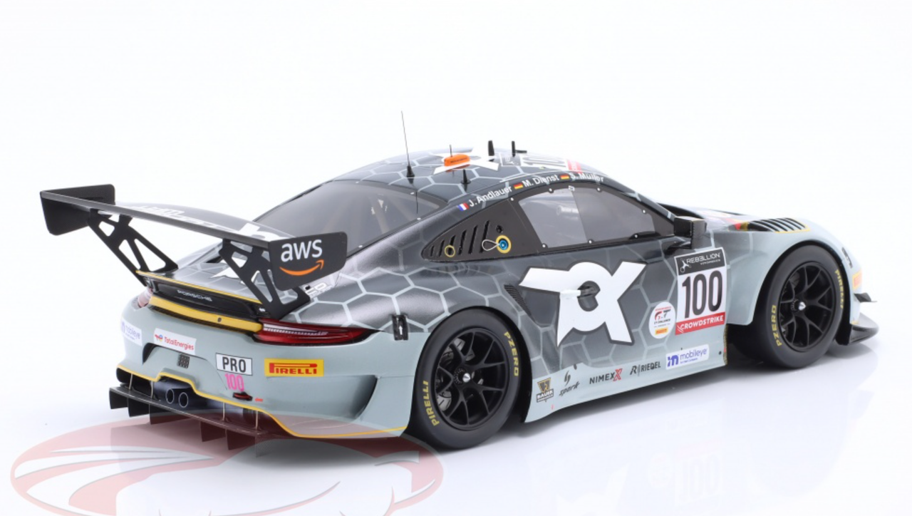 1/18 Spark 2022 Porsche 911 GT3 R #100 24h Spa Toksport WRT Julien Andlauer, Marvin Dienst, Sven Müller Car Model