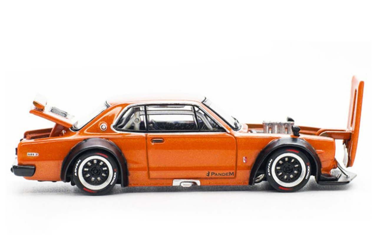 Nissan Skyline GT-R V8 Drift "Hakosuka" RHD (Right Hand Drive) Orange 1/64 Diecast Model Car by Pop Race