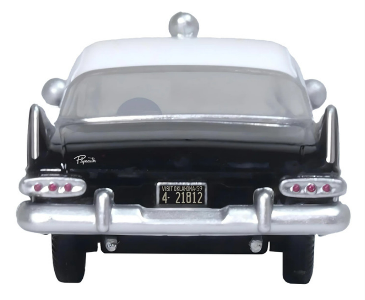 1959 Plymouth Savoy Black and White "Oklahoma Highway Patrol" 1/87 (HO) Scale Diecast Model Car by Oxford Diecast