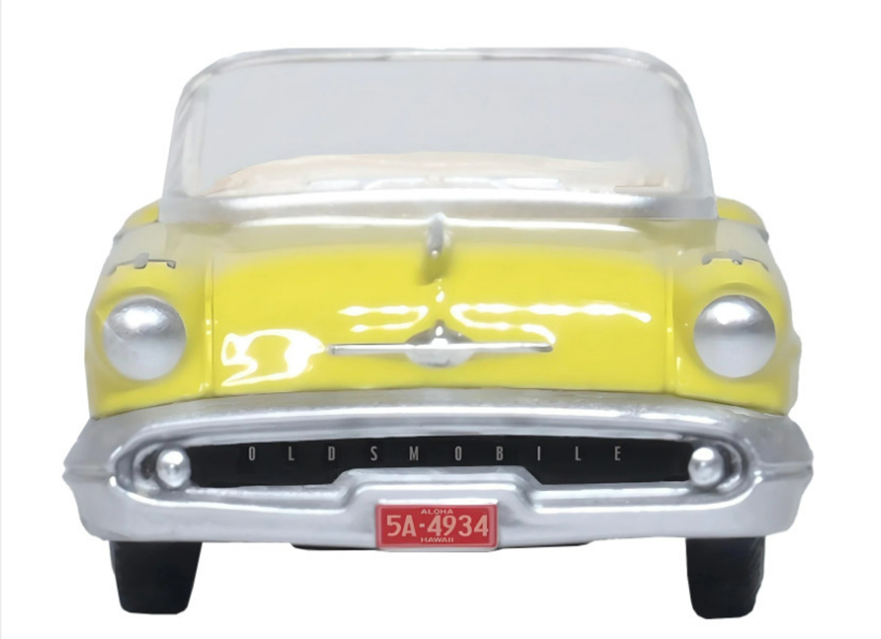 1957 Oldsmobile 88 Convertible Coronado Yellow 1/87 (HO) Scale Diecast Model Car by Oxford Diecast