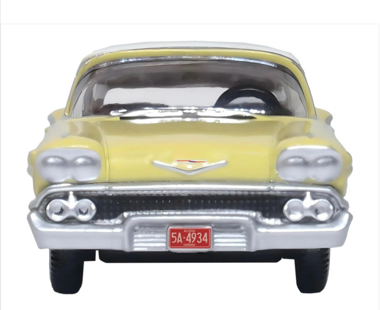 1958 Chevrolet Impala Sport Colonial Cream with Snowcrest White Top 1/87 (HO) Scale Diecast Model Car by Oxford Diecast