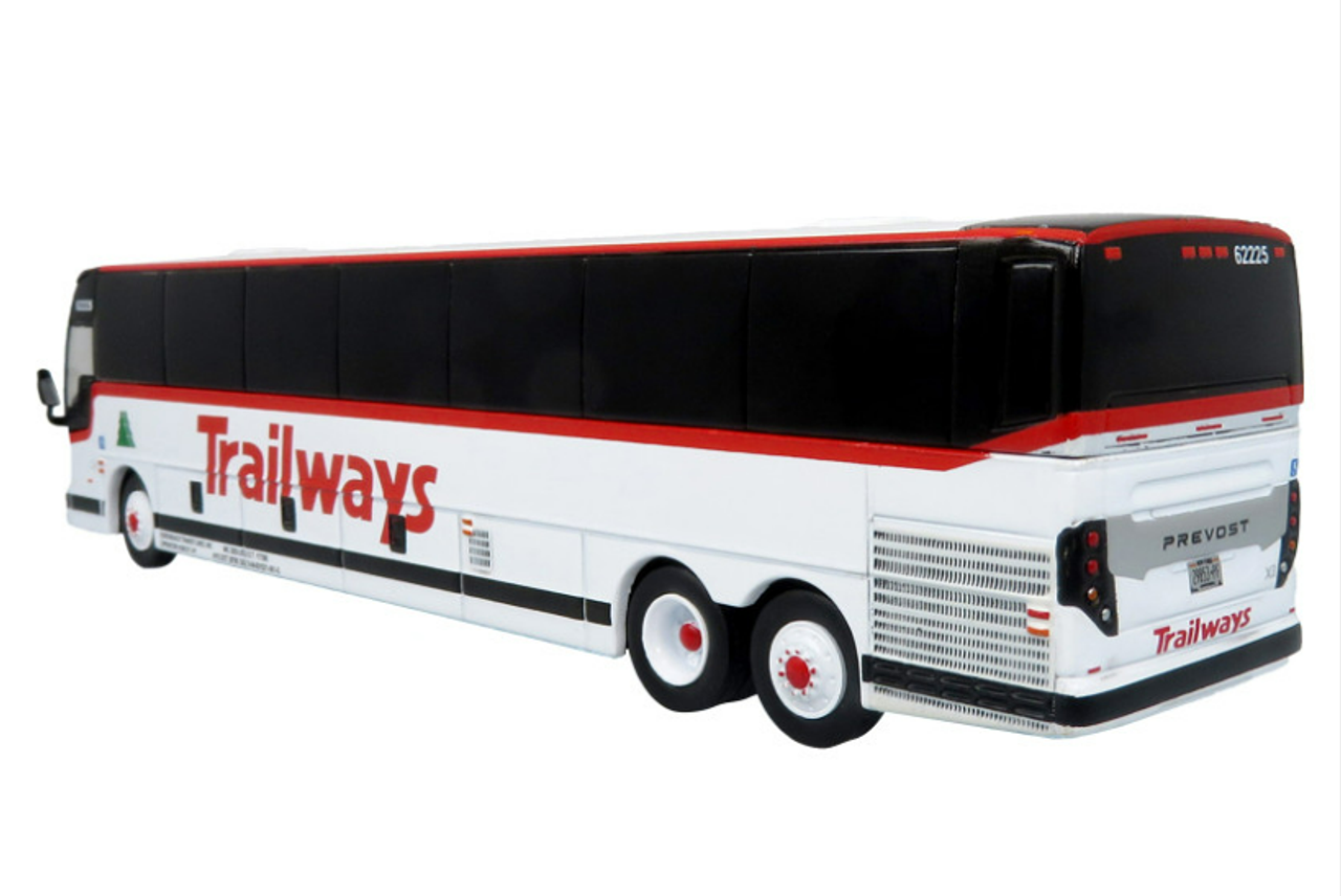 Prevost X3-45 Coach Bus "Trailways - Adirondack Transit Lines" White with Red Stripes Limited Edition 1/87 (HO) Diecast Model by Iconic Replicas