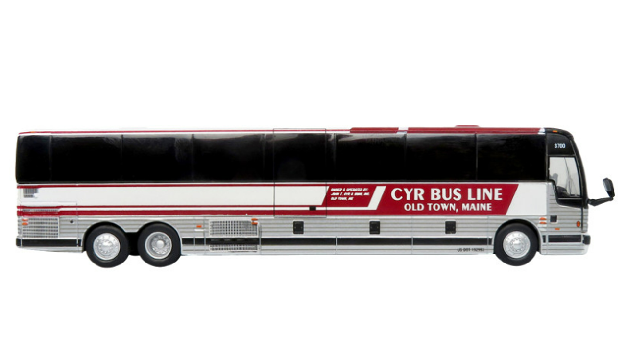 Prevost X3-45 Coach Bus "CYR Bus Line Old Town Maine" Red and White Limited Edition 1/87 (HO) Diecast Model by Iconic Replicas