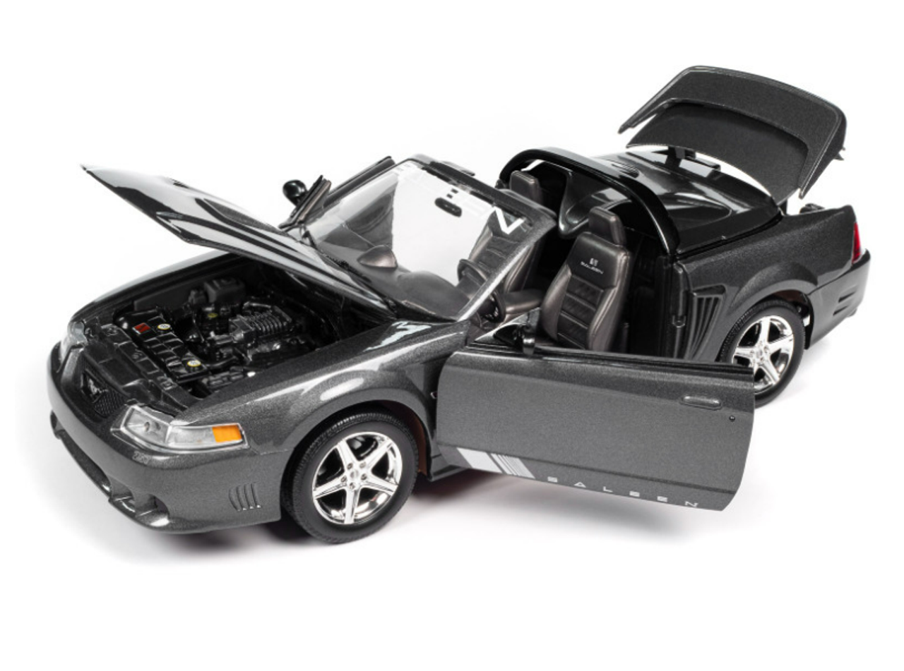 2003 Ford Mustang Saleen S281 SC Speedster Dark Shadow Gray Metallic "American Muscle" Series 1/18 Diecast Model Car by Auto World