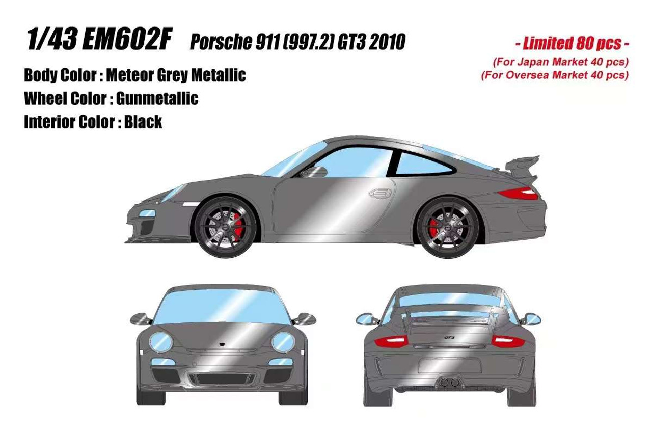 1/43 Makeup 2010 Porsche 911 997.2 GT3 (Meteor Grey Metallic) Car Model