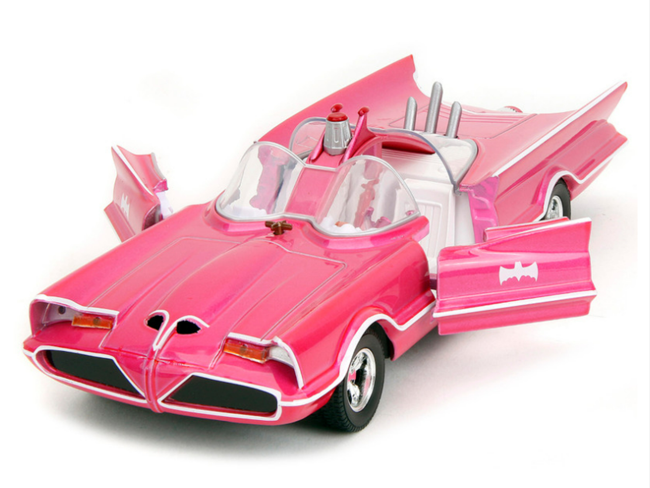 1966 Classic Batmobile Pink Metallic with White Interior Based on Model from "Batman" (1966-1968) TV Series "Pink Slips" Series 1/24 Diecast Model Car by Jada