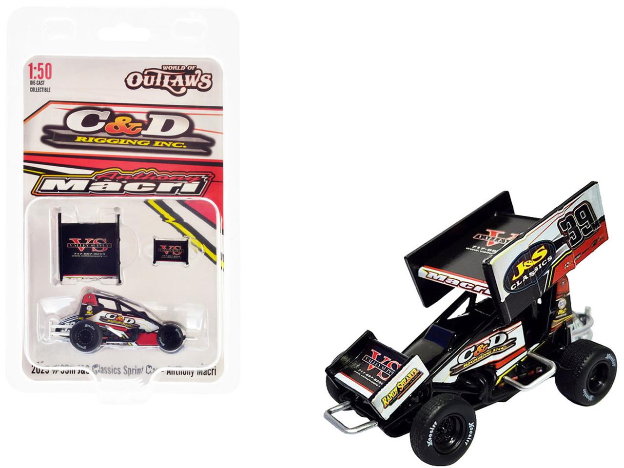 Winged Sprint Car #39M Anthony Macri "J&S Classics" Macri Motorsports "World of Outlaws" (2023) 1/50 Diecast Model Car by ACME