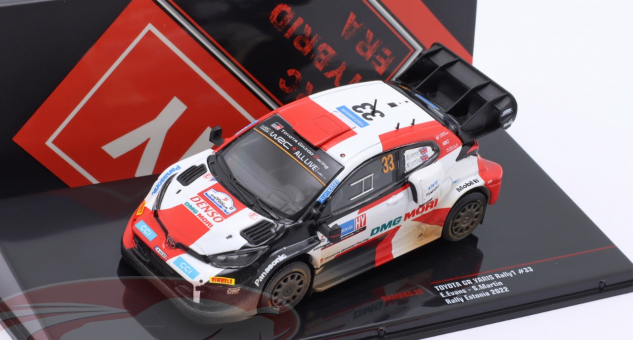 1/43 Ixo 2022 Toyota GR Yaris Rally1 #33 2nd Rallye Estonia Toyota Gazoo Racing WRT Elfyn Evans, Scott Martin Car Model