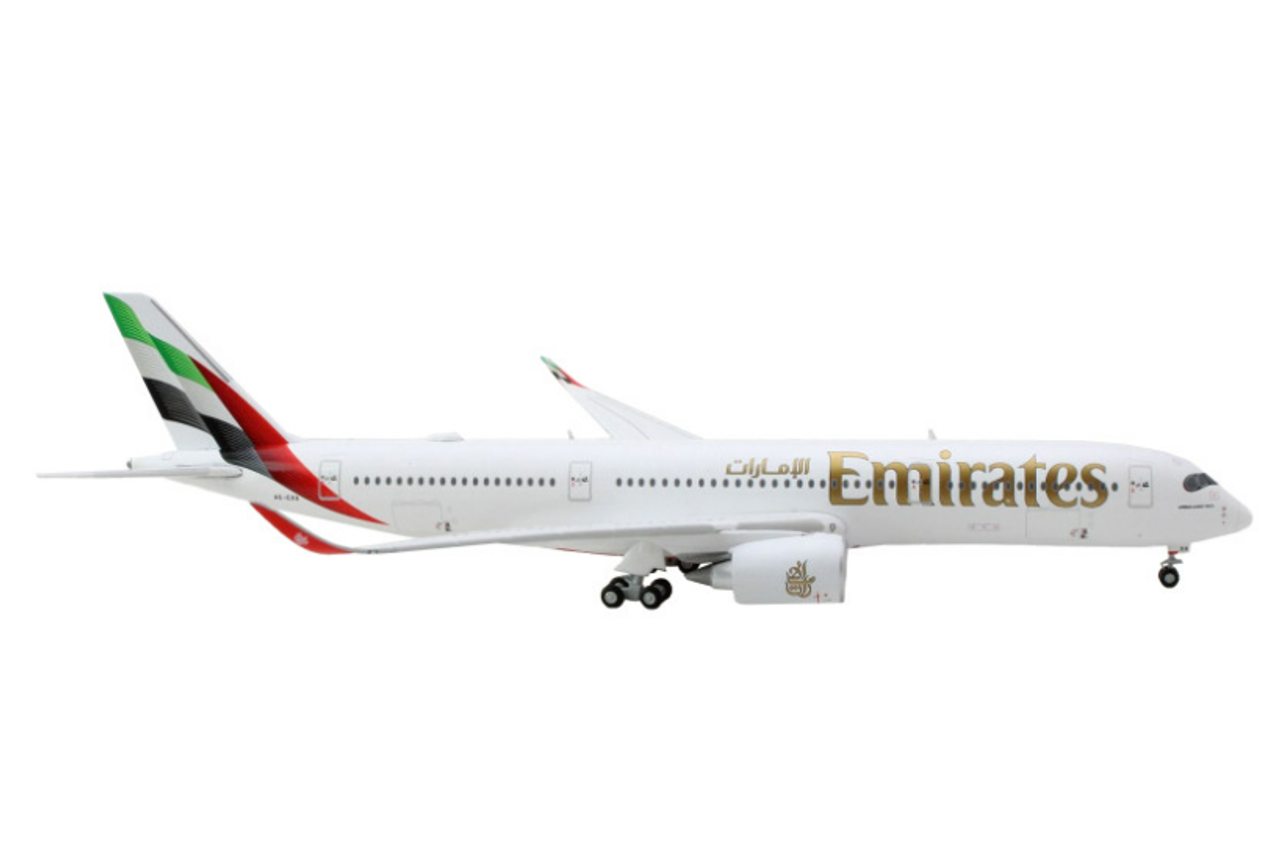 Airbus A350-900 Commercial Aircraft "Emirates Airlines" White with Striped Tail 1/400 Diecast Model Airplane by GeminiJets