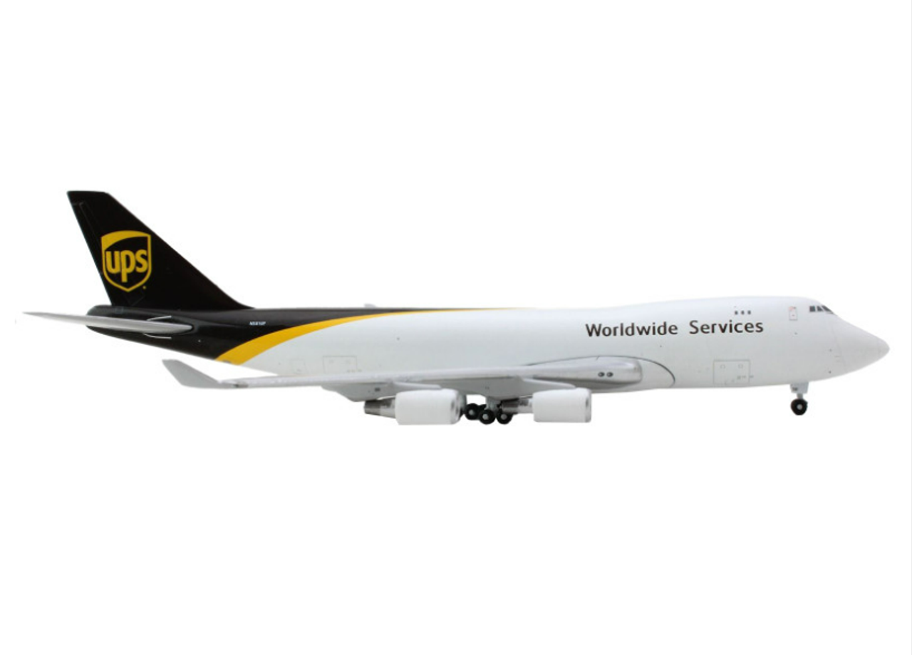 Boeing 747-400F Commercial Aircraft "UPS Worldwide Services" White with Brown Tail 1/400 Diecast Model Airplane by GeminiJets