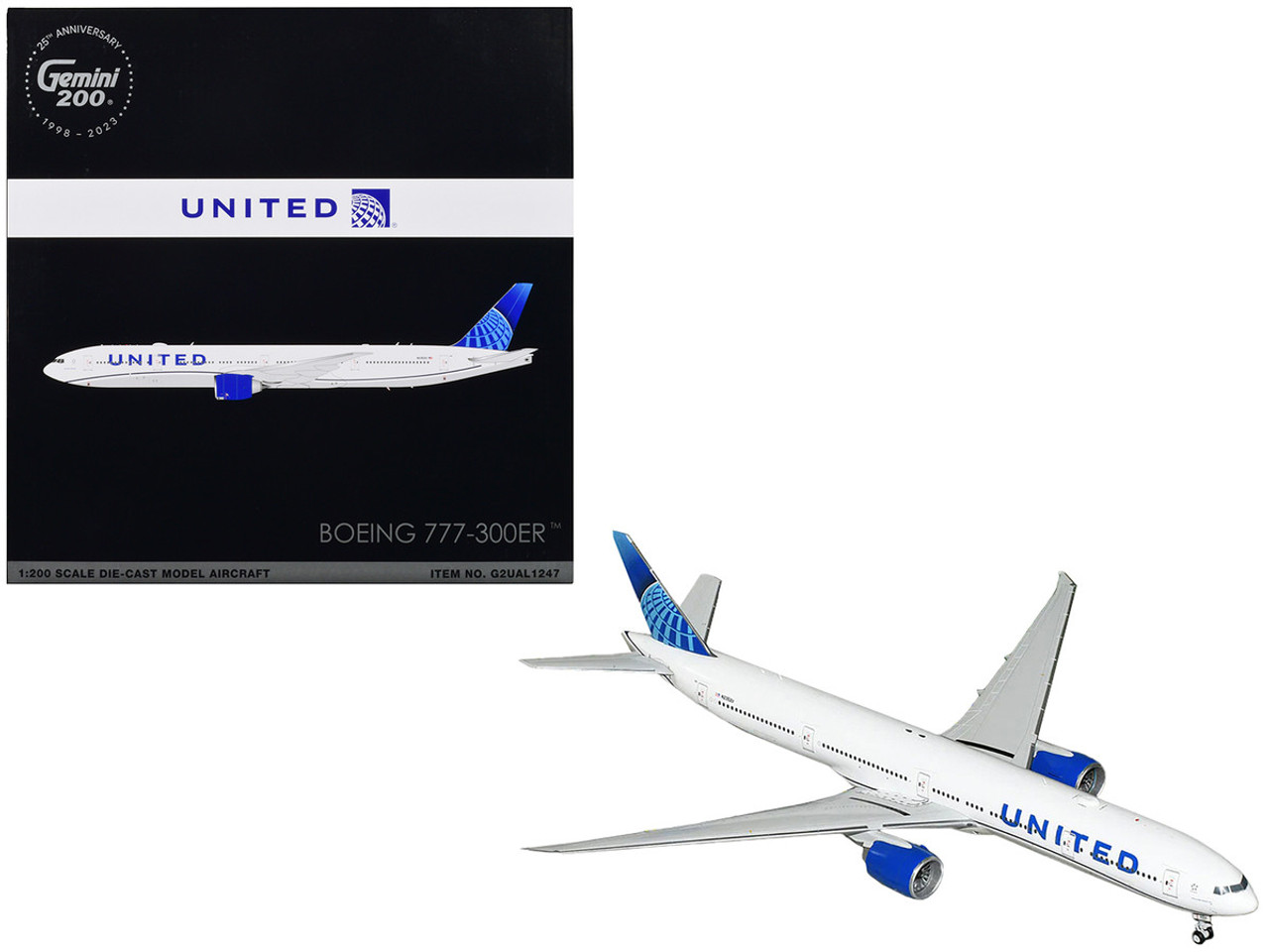 Boeing 777-300ER Commercial Aircraft "United Airlines" White with Blue Tail "Gemini 200" Series 1/200 Diecast Model Airplane by GeminiJets