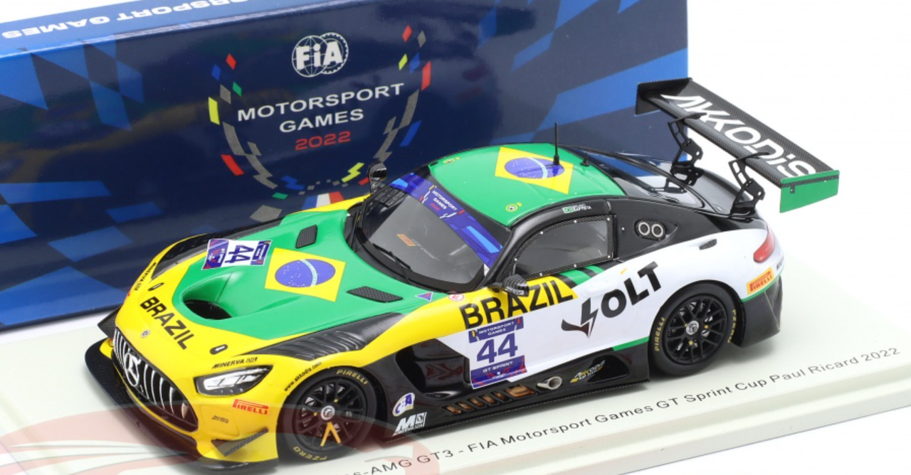 1/43 Spark 2022 Mercedes-Benz AMG GT3 #44 GT Sprint Cup Paul Ricard Team Brazil Bruno Baptista Car Model