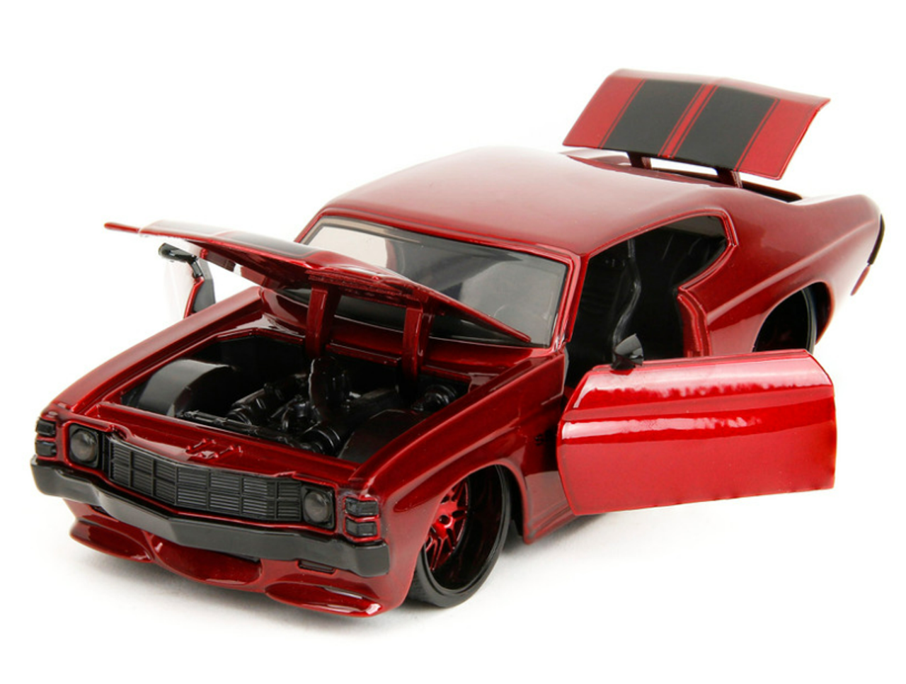 1971 Chevrolet Chevelle SS Red Metallic with Black Stripes "Pink Slips" Series 1/24 Diecast Model Car by Jada