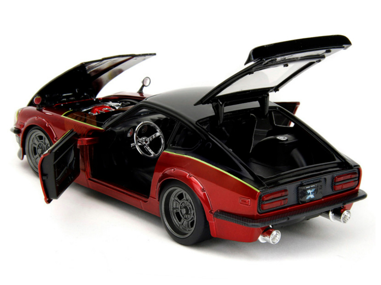 1972 Datsun 240Z Black and Red Metallic with Graphics "Fast X" (2023) Movie "Fast & Furious" Series 1/24 Diecast Model Car by Jada