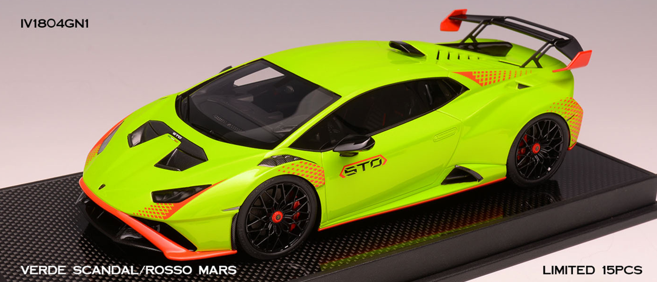 1/18 Ivy Lamborghini Huracan STO (Verde Scandal Green with Rosso Mars Red Accent) Car Model Limited 15 Pieces