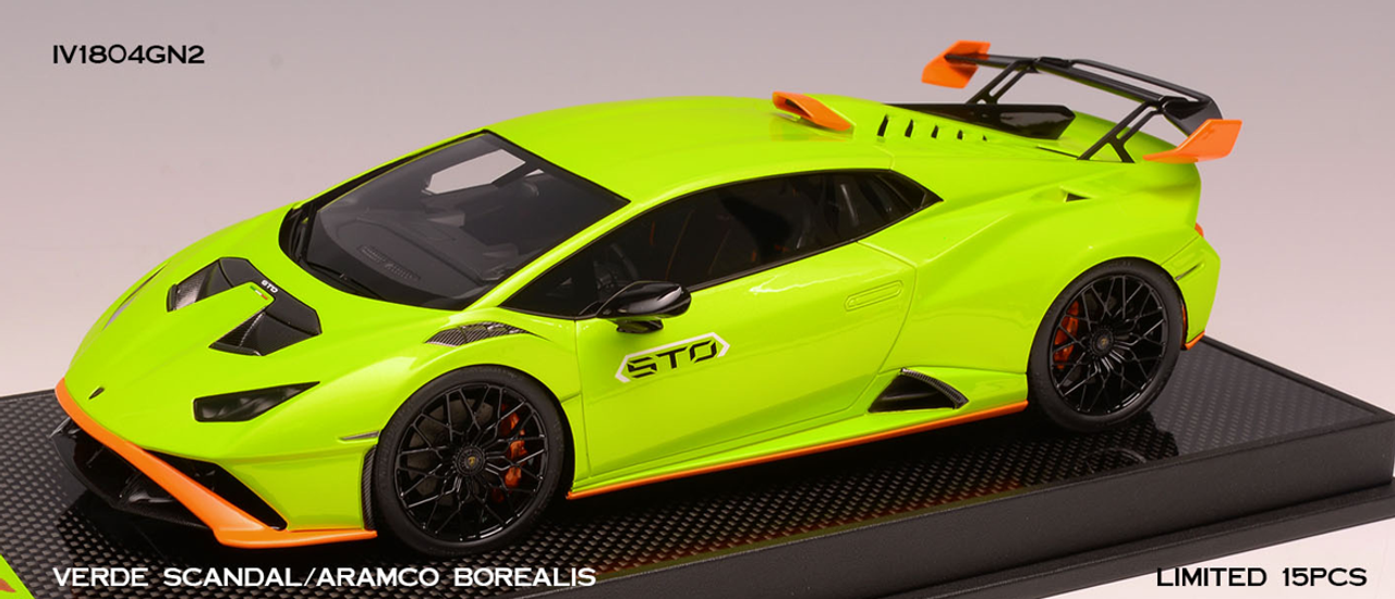 1/18 Ivy Lamborghini Huracan STO (Verde Scandal Green with Verde Scandal Green with Aramco Borealis Orange Accent) Car Model Limited 15 Pieces