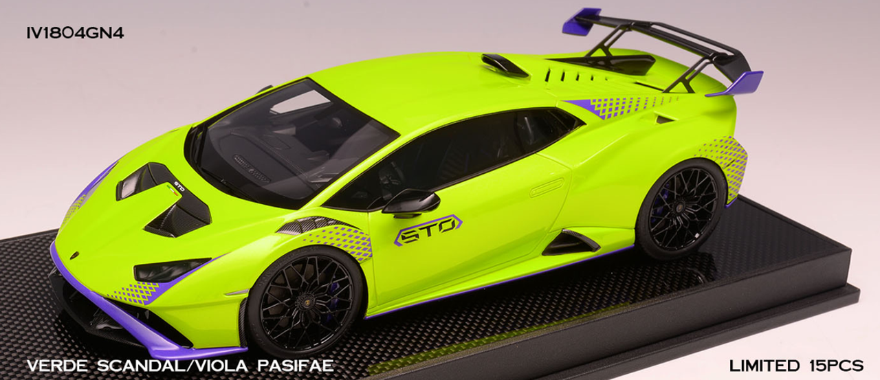 1/18 Ivy Lamborghini Huracan STO (Verde Scandal Green with Viola Pasifae Purple Accent) Car Model Limited 15 Pieces