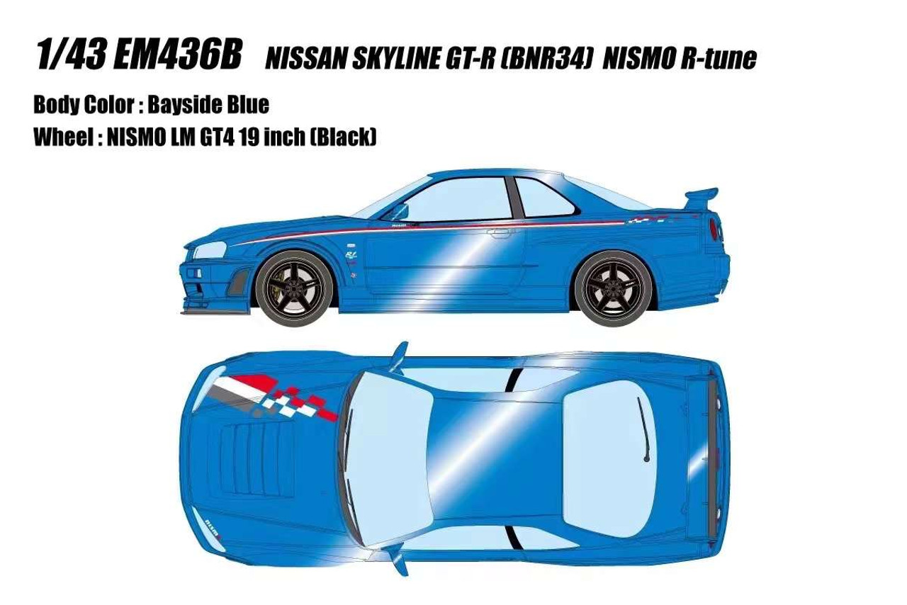 1/43 Makeup Nissan Skyline GT-R GTR (BNR34) Nismo R-Tune (Bayside Blue) Car Model