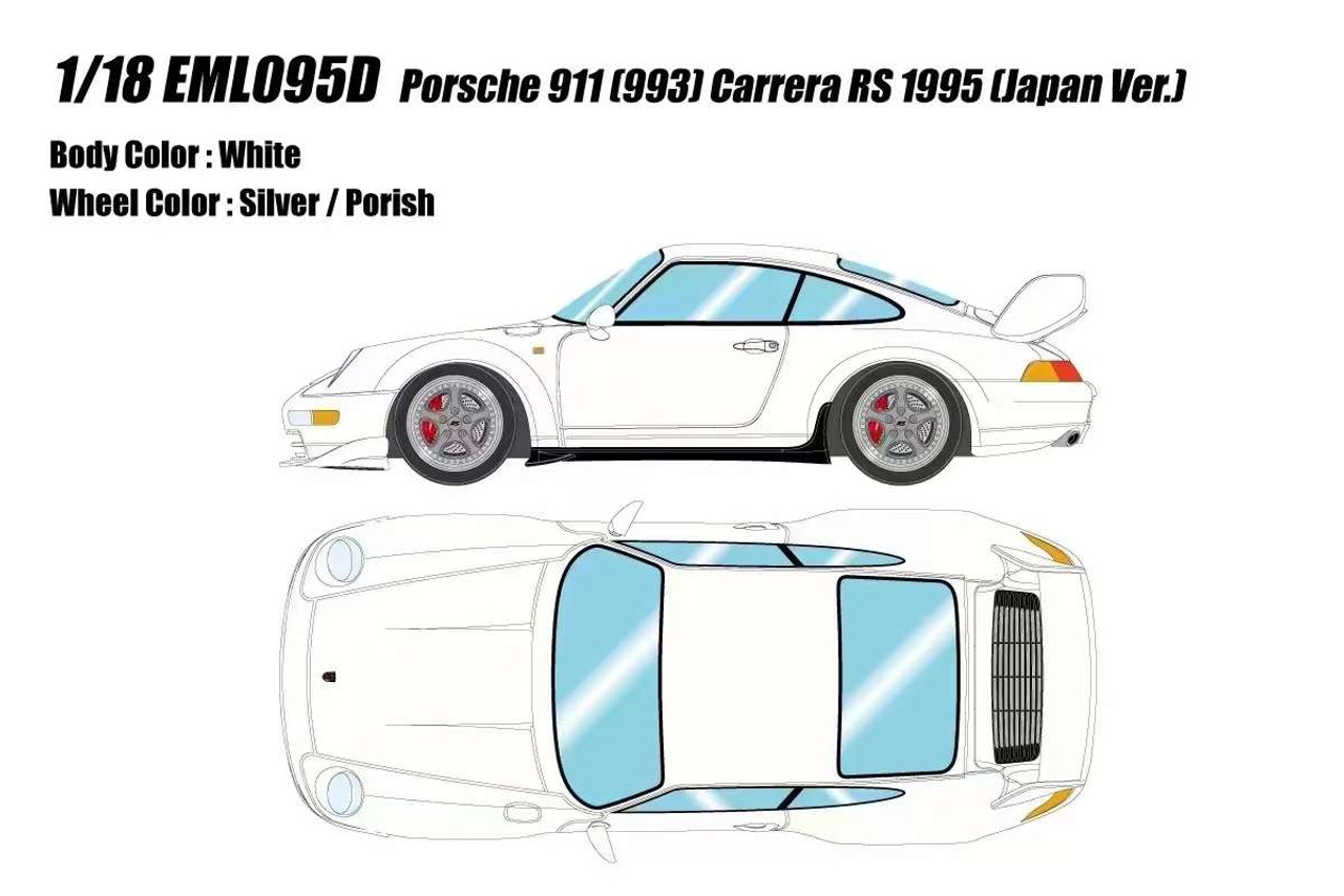 1/18 Makeup 1995 Porsche 911 (993) Carrera RS (White) Car Model