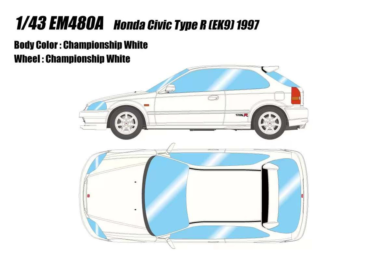 1/43 Makeup 1997 Honda Civic Type-R (EK9) (Championship White) Car Model