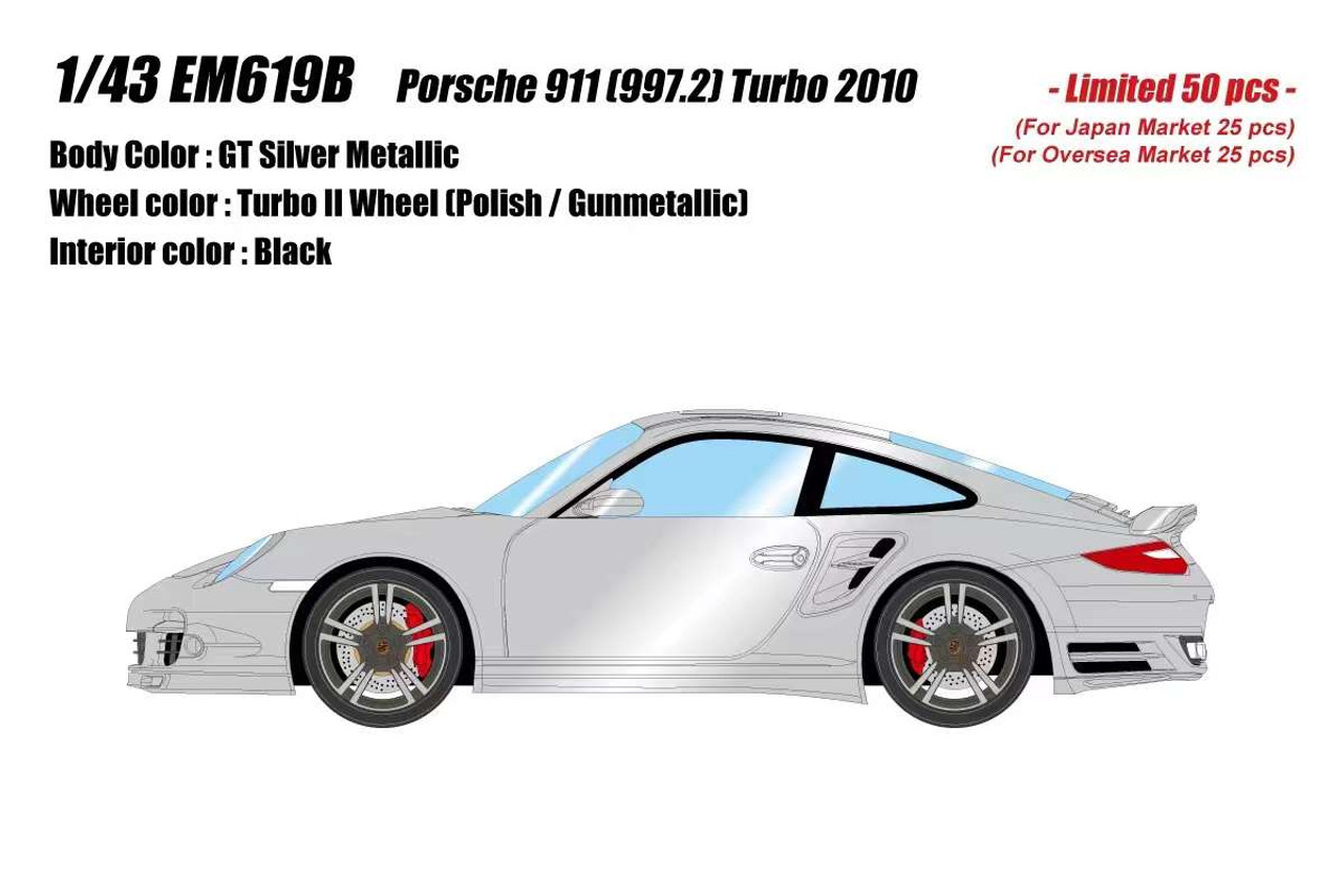 1/43 Makeup 2010 Porsche 911 (997.2) Turbo (GT Silver Metallic) Car Model