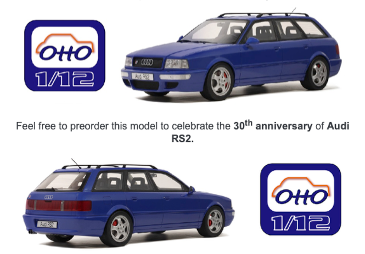1/12 OTTO Audi RS2 (Blue) 30th Anniversary Edition Car Model