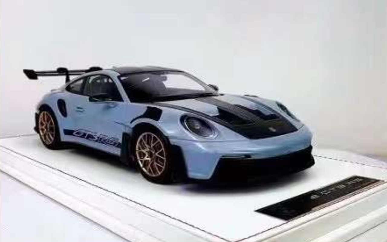 1/18 AI Model Porsche 911 GT3 RS 992 (Glacier Grey) Car Model with White Base Limited 38 Pieces
