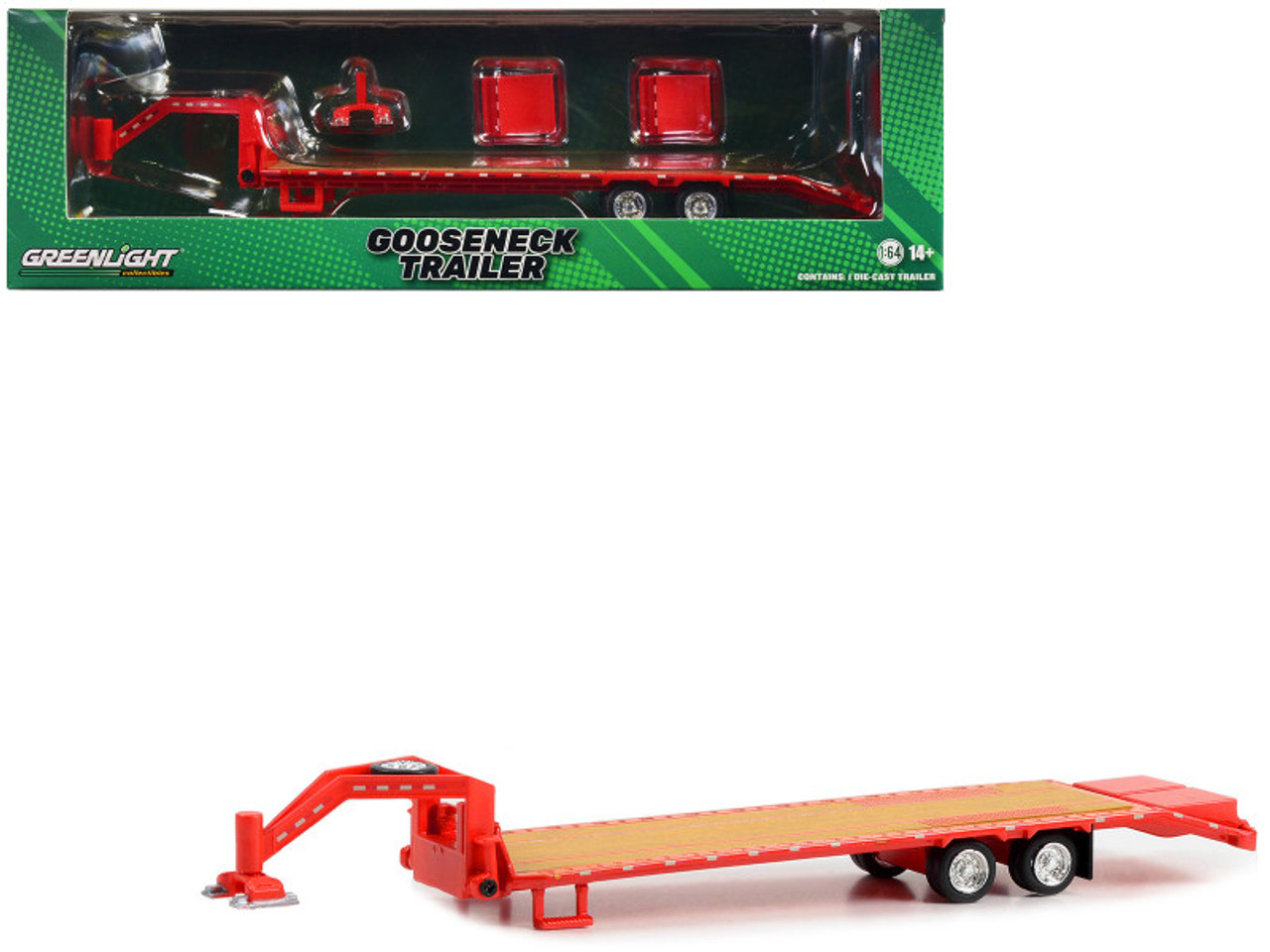 Gooseneck Trailer Red with Red and White Conspicuity Stripes "Hobby Exclusive" Series 1/64 Diecast Model by Greenlight