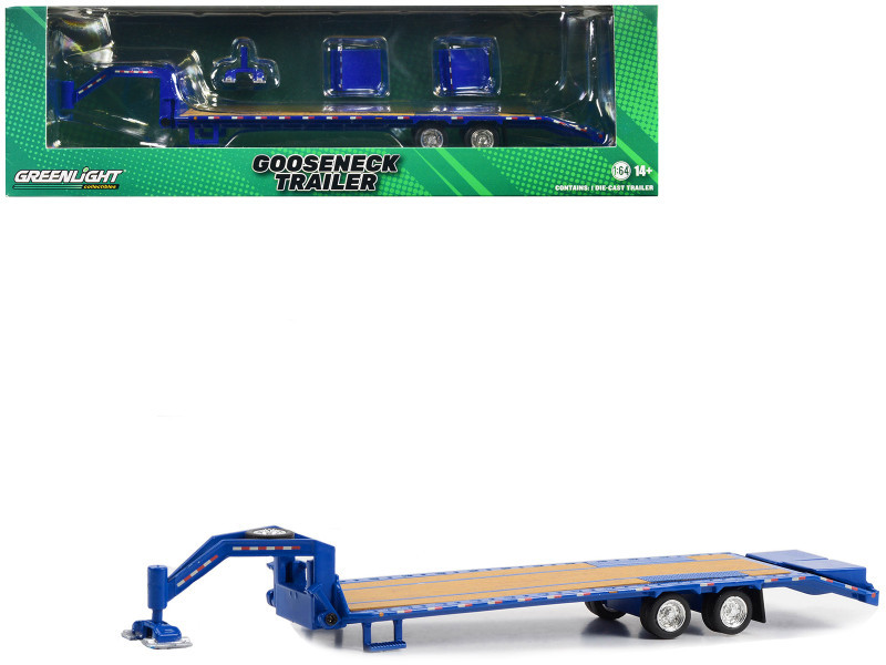 Gooseneck Trailer Blue with Red and White Conspicuity Stripes