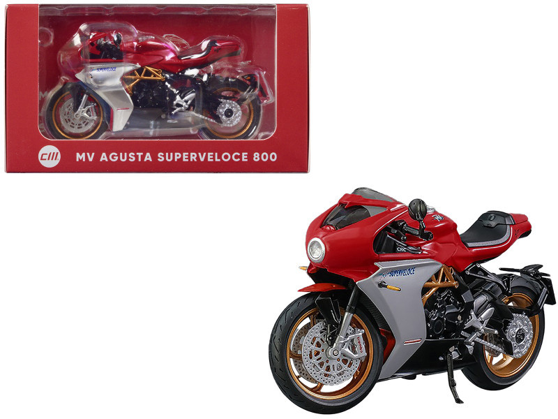 MV Agusta Superveloce 800 Motorcycle Red and Silver 1/18 Diecast