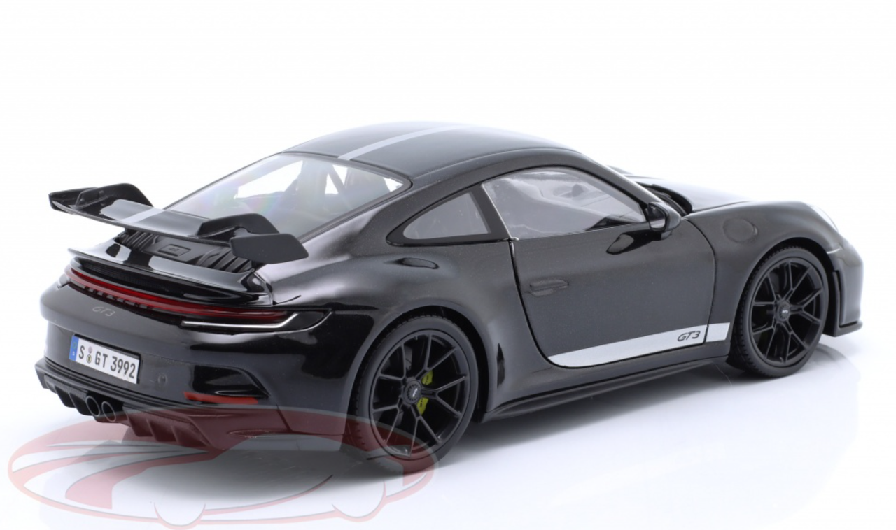 1/18 Maisto Porsche 911 GT3 992 Generation (Black with Silver Stripes) Diecast Car Model