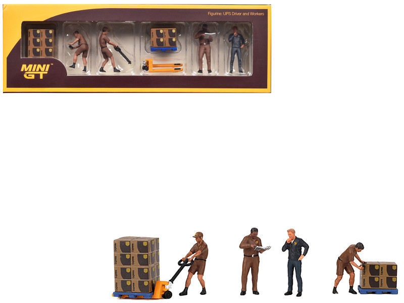1/64 Mini GT Figurine UPS Driver & Workers Figures - LIVECARMODEL.com