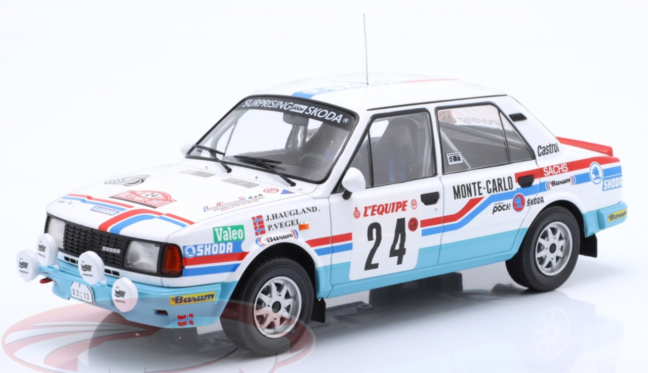 1/18 Ixo 1987 Skoda 130L #24 rally Monte Carlo AZNP Škoda Mladá Boleslav John Haugland, Petter Vegel Car Model