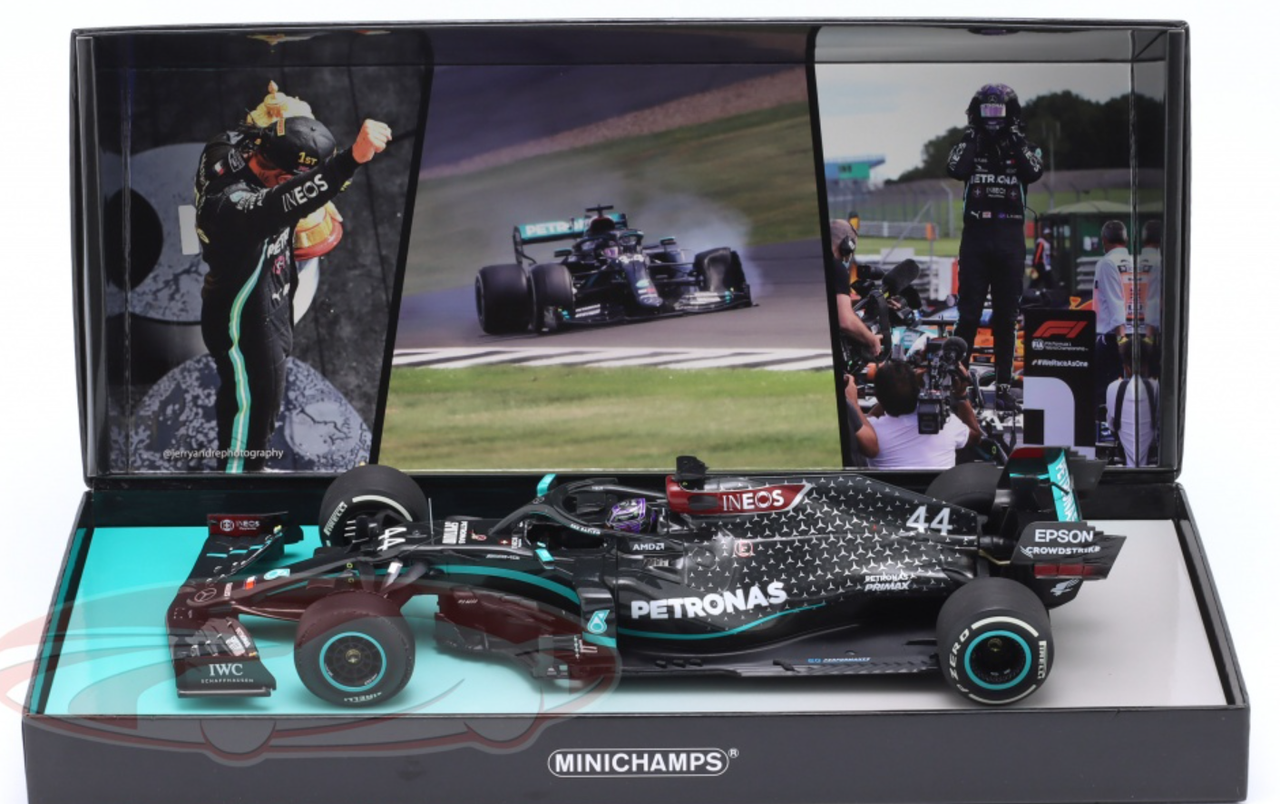 1/18 Minichamps 2020 Formula 1 Lewis Hamilton Mercedes-AMG F1 W11 #44 Winner British GP Formula 1 World Champion 2020 Car Model