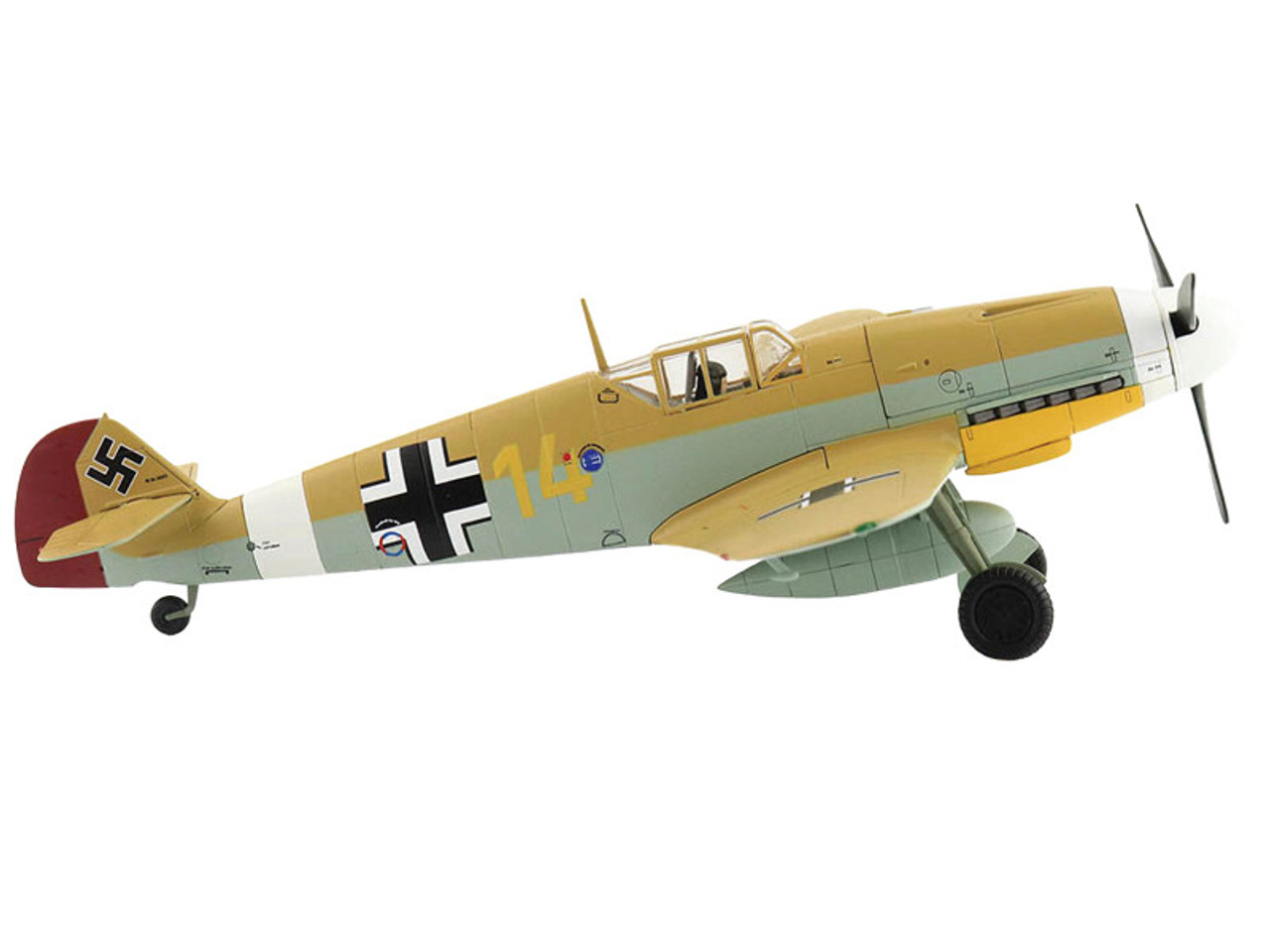 Messerschmitt BF 109F/G Fighter Aircraft "Star of Africa Lt. Hans-Joachim Marseille Libya" (1942) German Luftwaffe "Air Power Series" 1/48 Diecast Model by Hobby Master