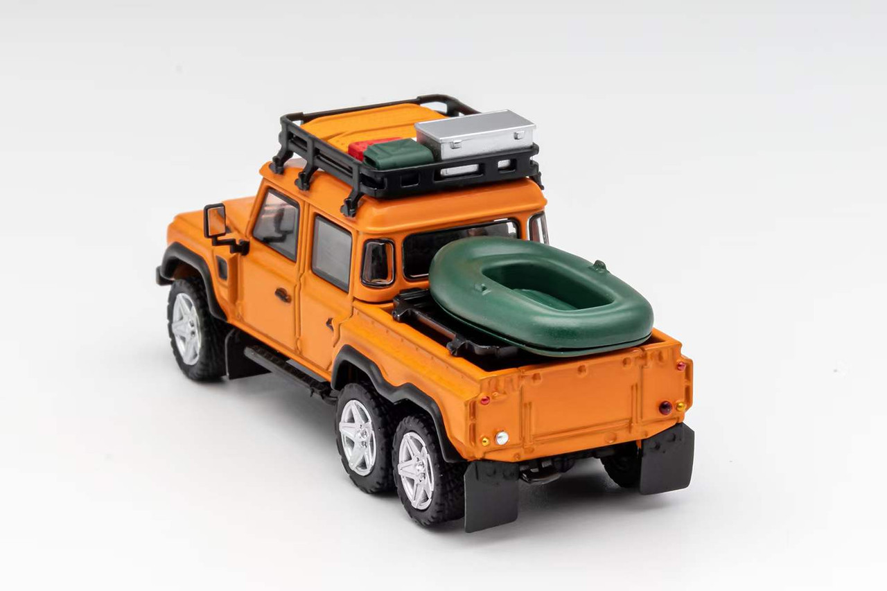 1/64 GCD Land Rover Defender 6x6 (Orange) Diecast Car Model with Camping Accessories