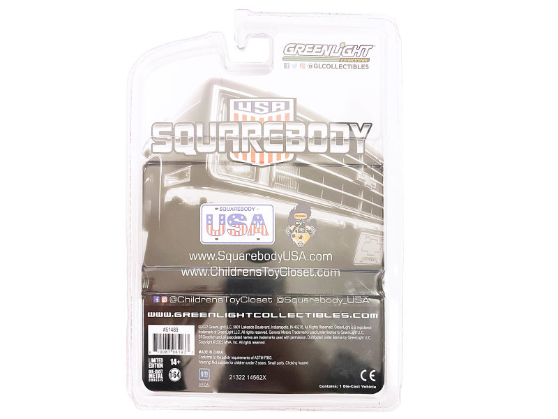 1987 Chevrolet C-10 Pickup Truck Blue "Squarebody USA" Limited Edition to 3024 pieces Worldwide 1/64 Diecast Model Car by Greenlight